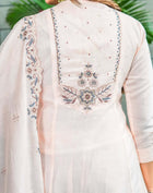 Elegant Powder Pink Hand-Embroidered Chanderi Silk Kurta Set with Cutwork Embroidered Dupatta